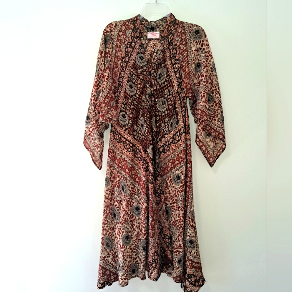 Sultana By Adini Dress Vintage Maxi Beautiful Rare India Cotton Gauze Lurex